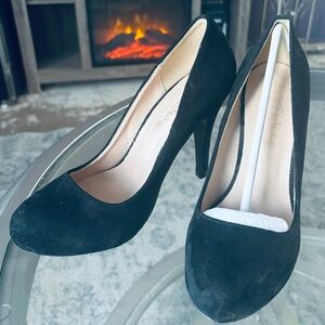 Black suede heels